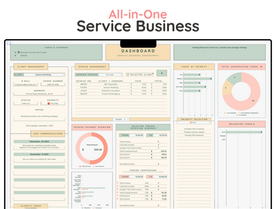 All-in-One Service Business Spreadsheet – CRM, Invoicing & Bookkeeping