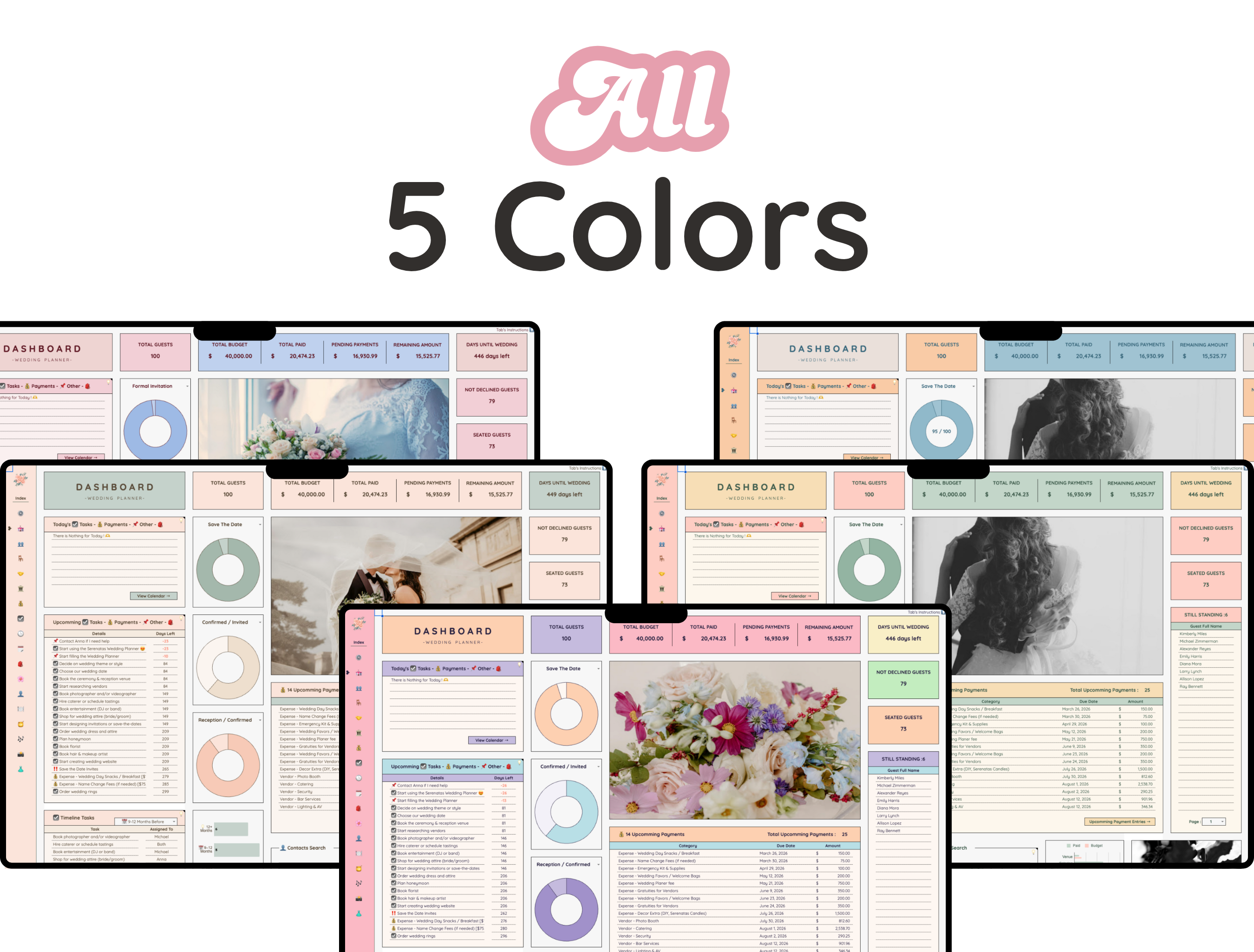 All-in-One Wedding Planner - Digital Download Spreadsheet Template