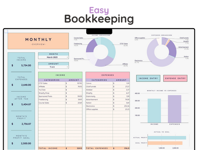 Small Business Bookkeeping Spreadsheet – Income & Expense Tracker