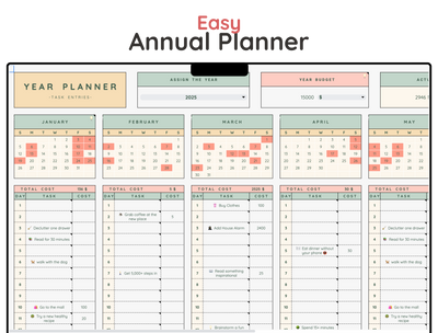 Annual Task Planner Spreadsheet – Yearly Goal & Project Tracker