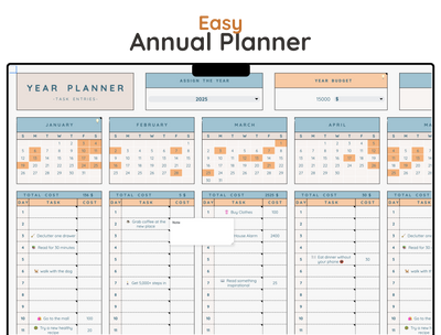 Annual Task Planner Spreadsheet – Yearly Goal & Project Tracker