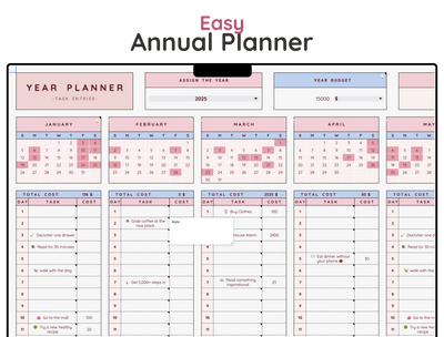 Annual Task Planner Spreadsheet – Yearly Goal & Project Tracker