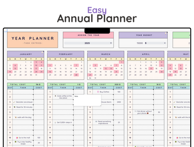 Annual Task Planner Spreadsheet – Yearly Goal & Project Tracker