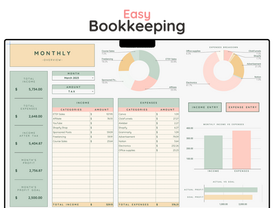 Small Business Bookkeeping Spreadsheet – Income & Expense Tracker