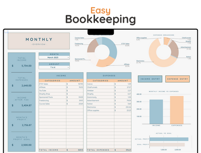 Small Business Bookkeeping Spreadsheet – Income & Expense Tracker