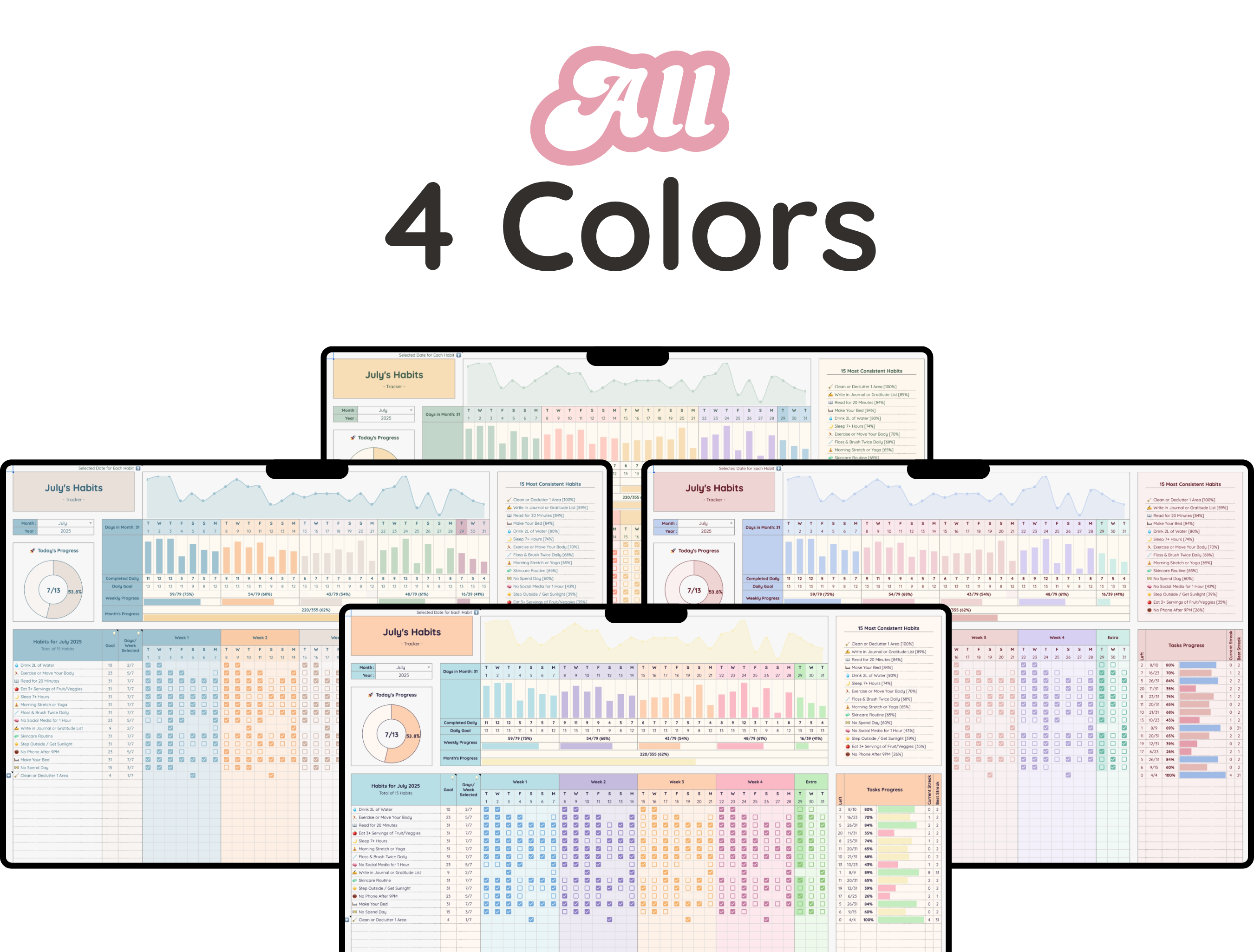 Easy Habit Tracker - Digital Download Spreadsheet Template