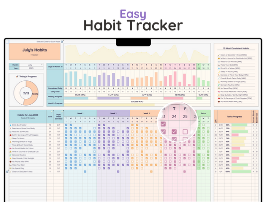 Easy Habit Tracker - Digital Download Spreadsheet Template