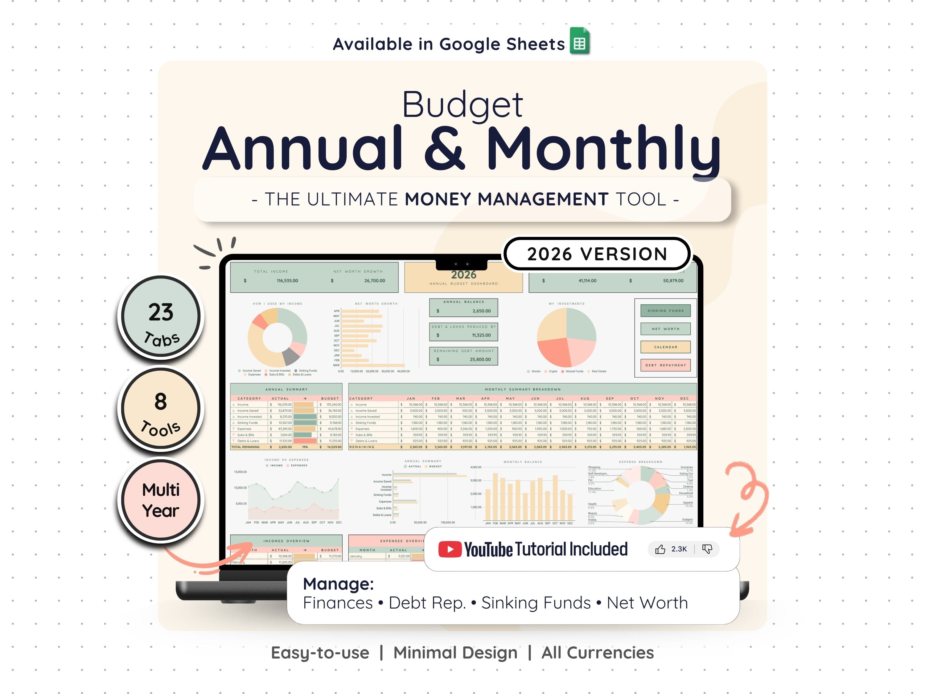 Annual & Monthly Budget Planner – Income & Expense Spreadsheet