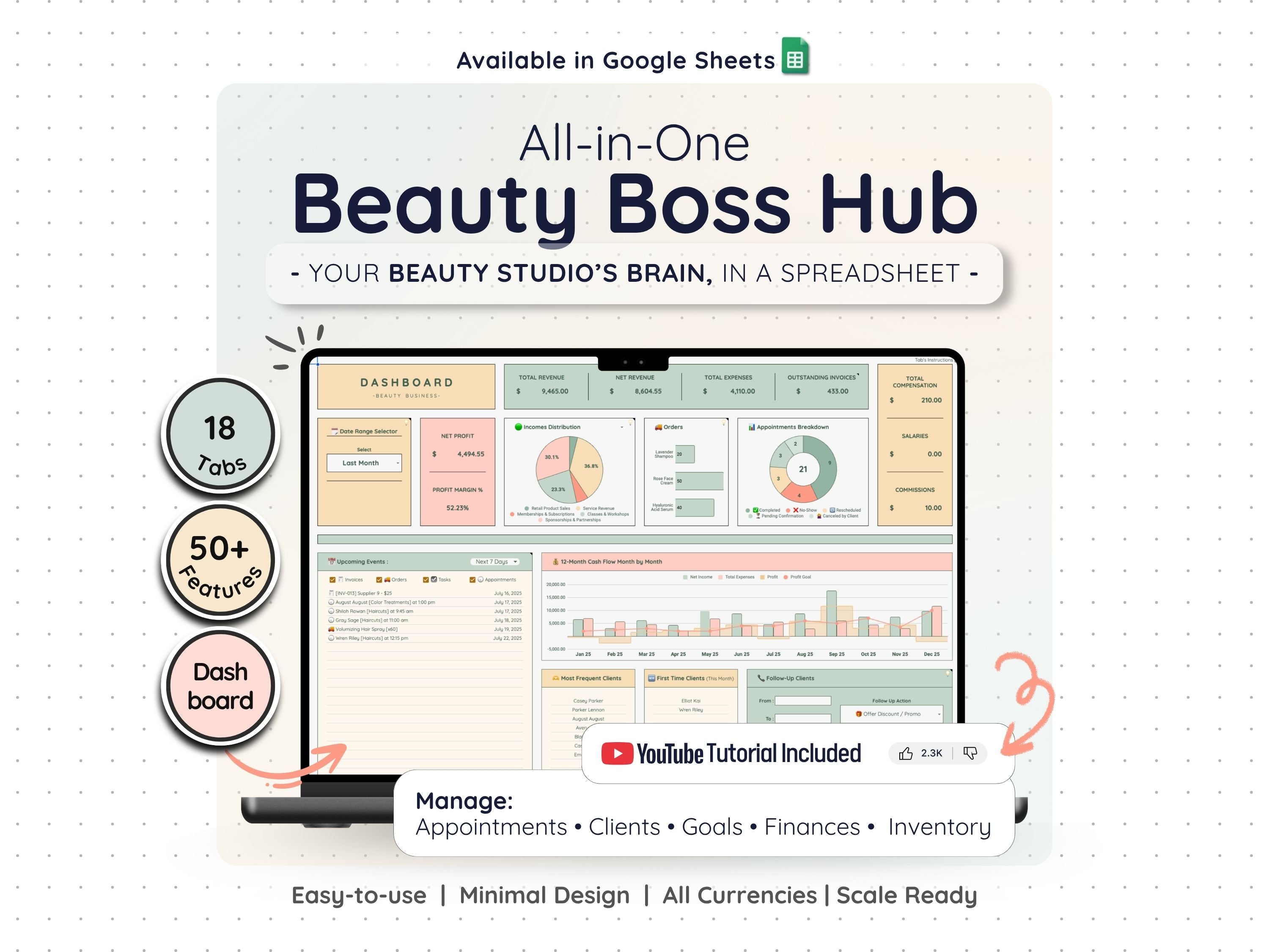 Beauty Business Spreadsheet – All-in-One Salon & Booking Planner