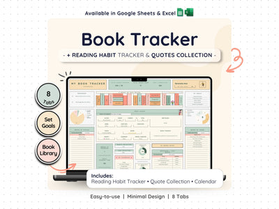 Reading Tracker Spreadsheet – Book Log & Reading Challenge Planner