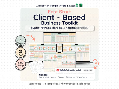 Service Business Starter Bundle – CRM, Invoicing & Bookkeeping Spreadsheets