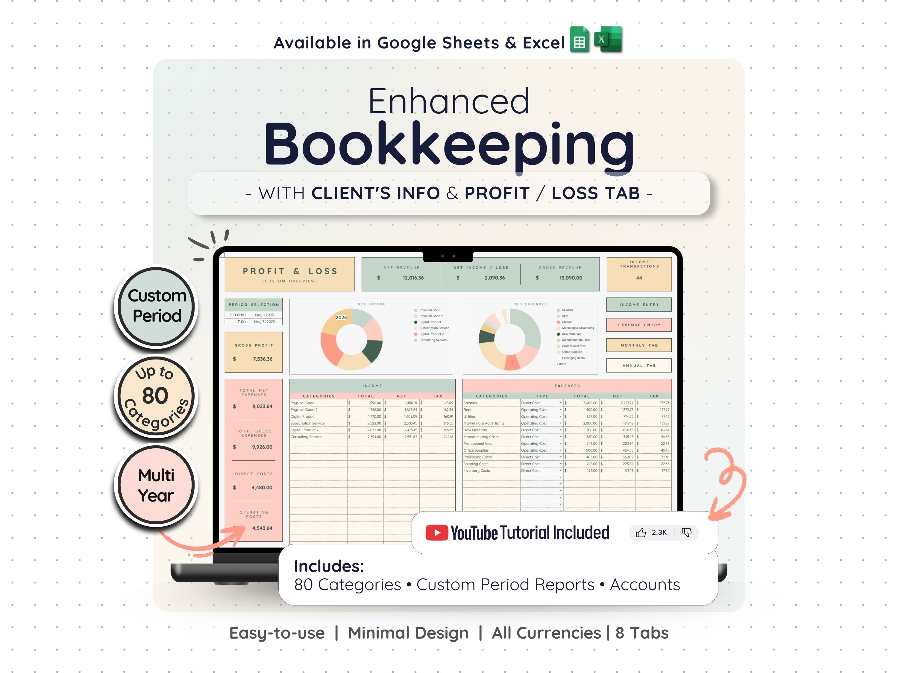 Advanced Bookkeeping Spreadsheet – Business Accounting Template