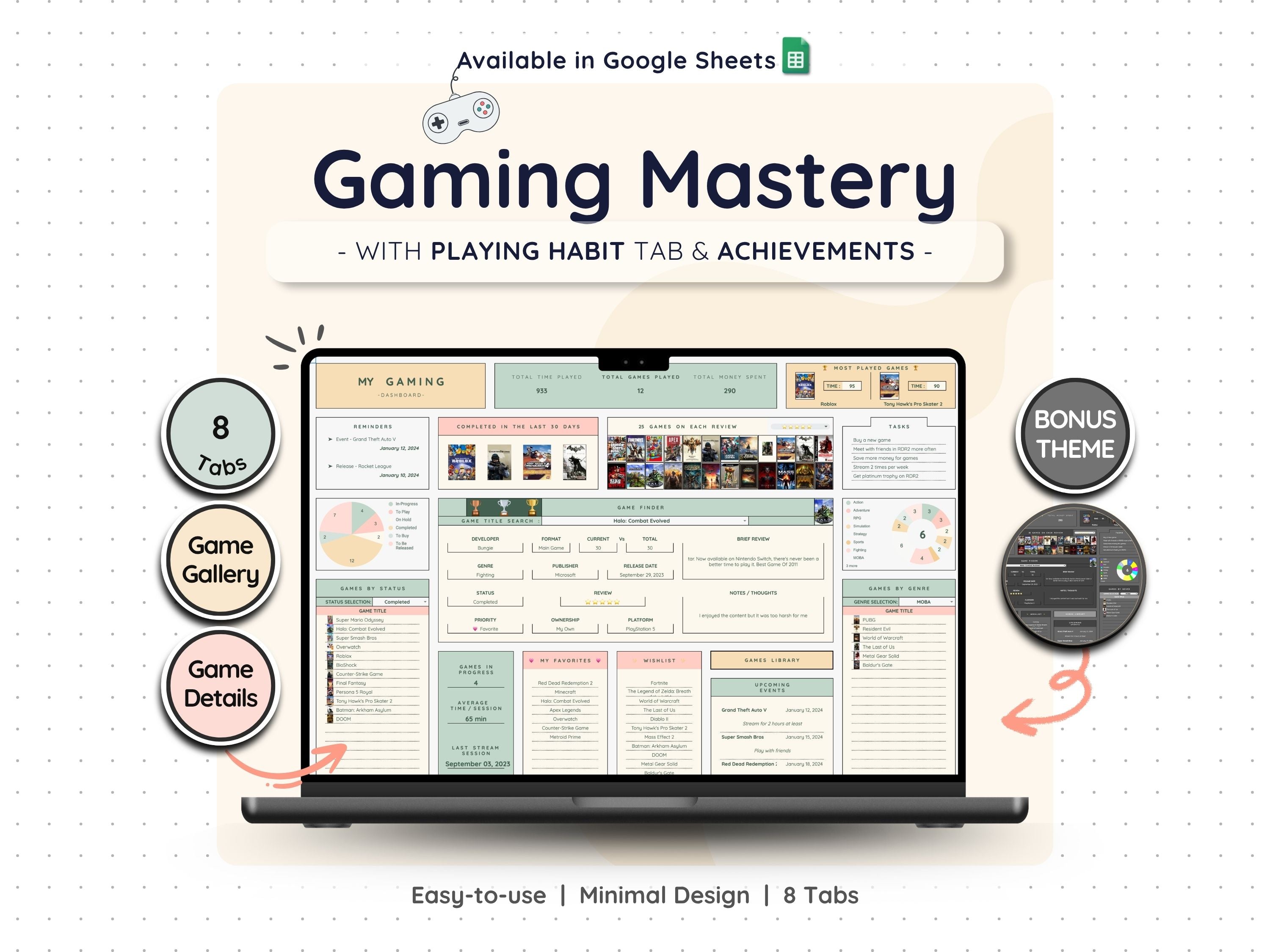 Video Game Backlog Tracker Spreadsheet – Gaming Collection Log