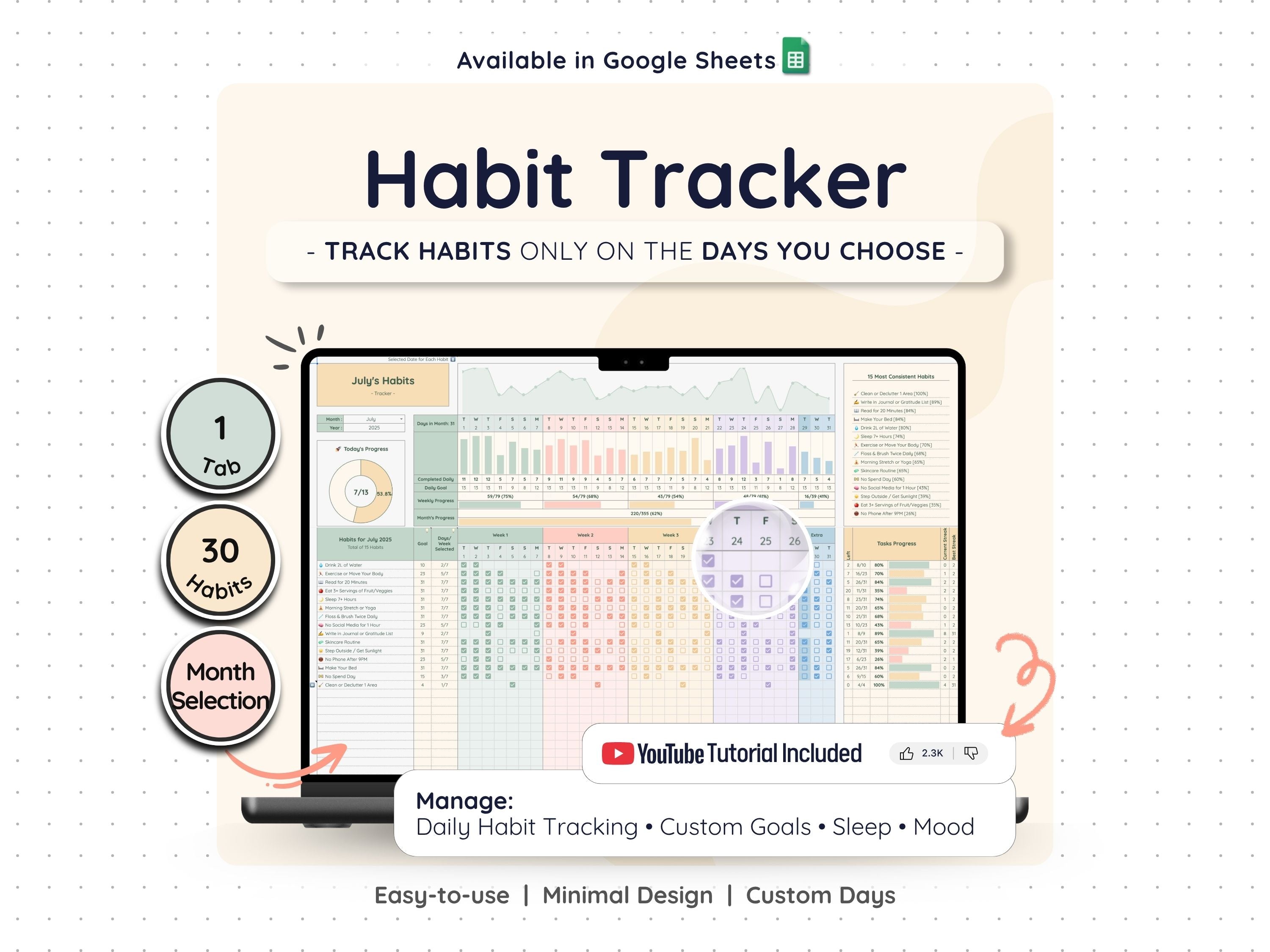 Habit Tracker Spreadsheet – Daily & Monthly Goal Planner