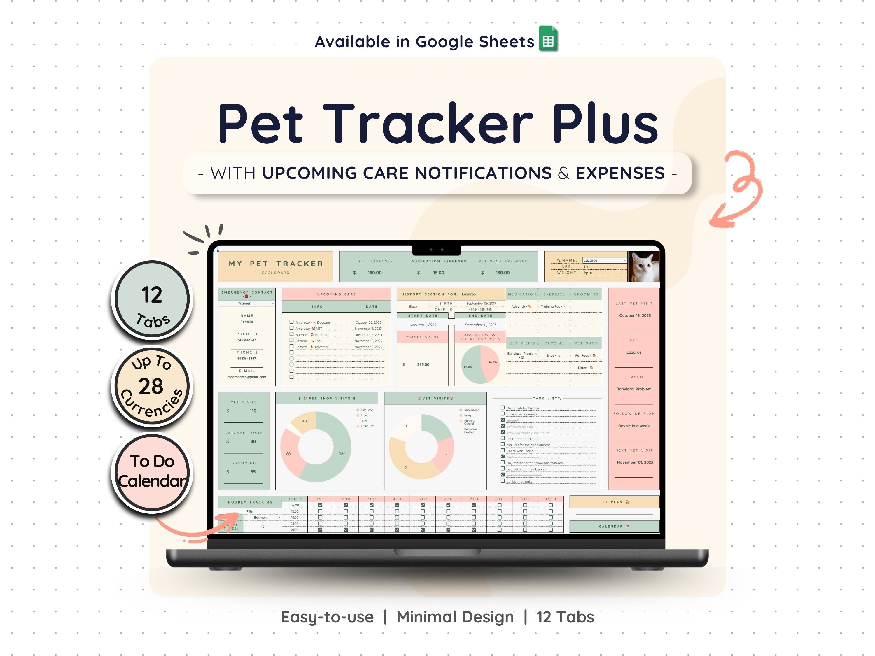 Pet Care Tracker Spreadsheet – Health, Vet & Feeding Log