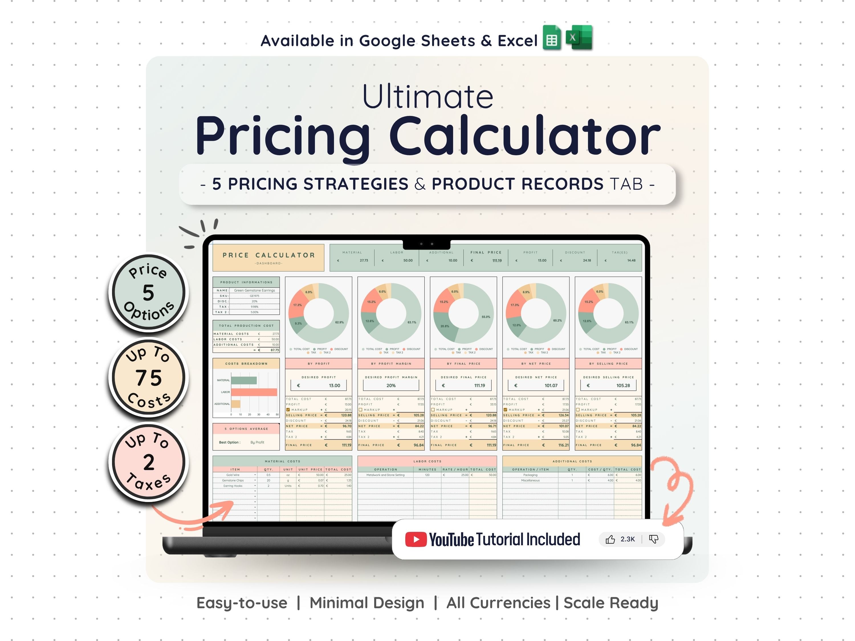 Pricing & Profit Calculator – Product Cost & Margin Spreadsheet