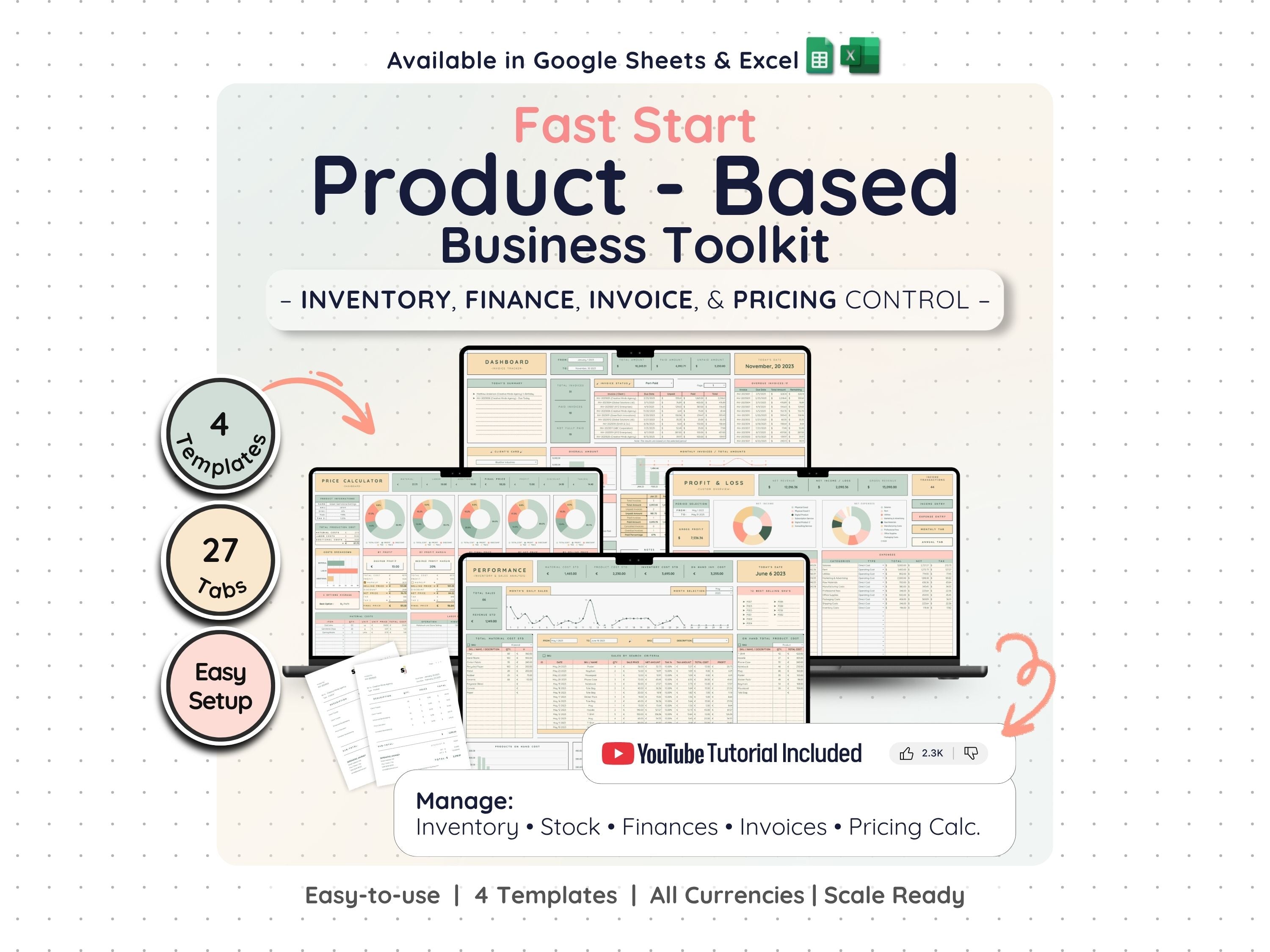 Product Business Starter Bundle – Inventory, Pricing & Bookkeeping Spreadsheets