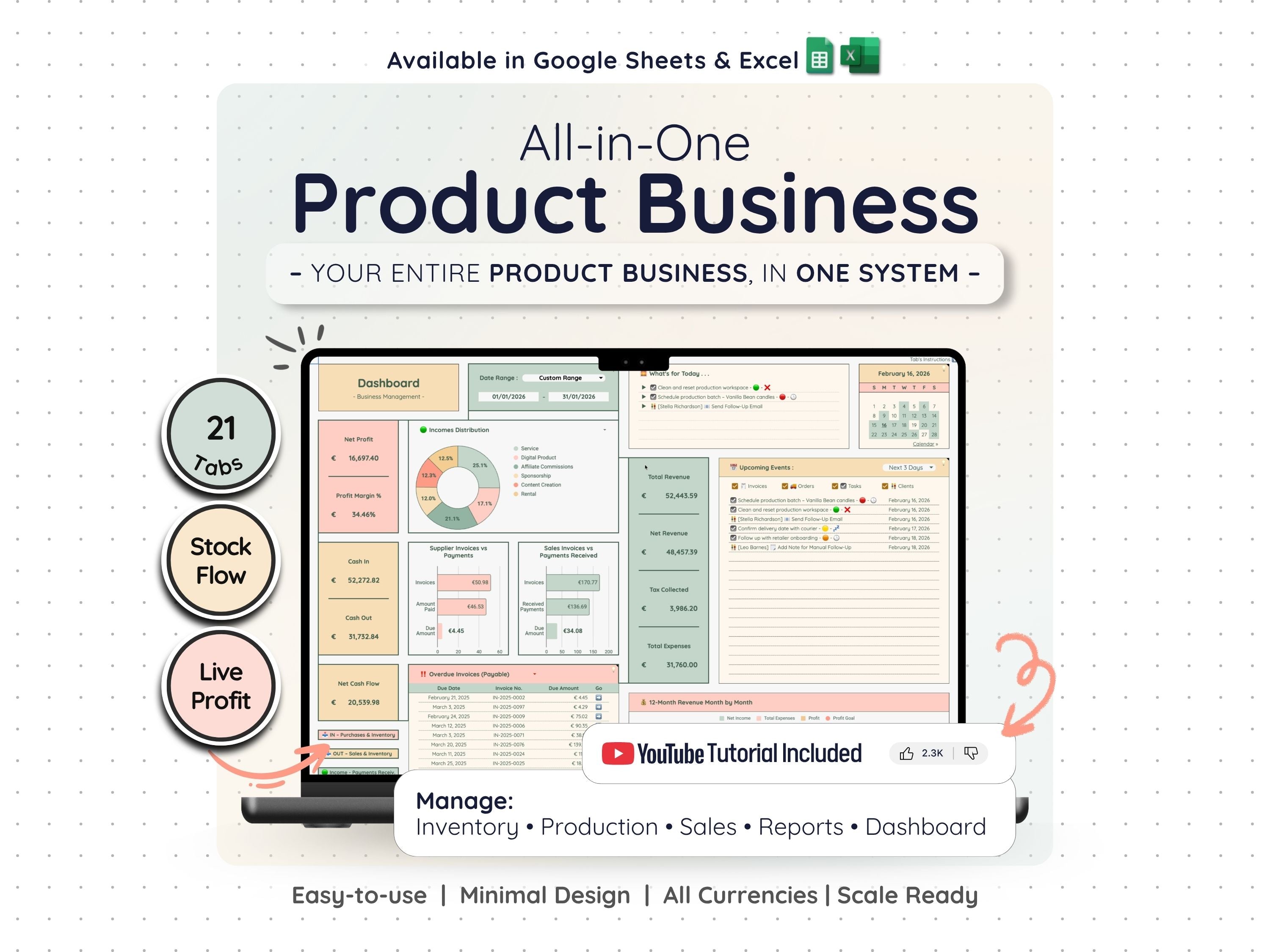 All-in-One Product Business Spreadsheet – Inventory, Sales & Profit