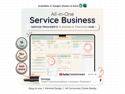 All-in-One Service Business Spreadsheet – CRM, Invoicing & Bookkeeping