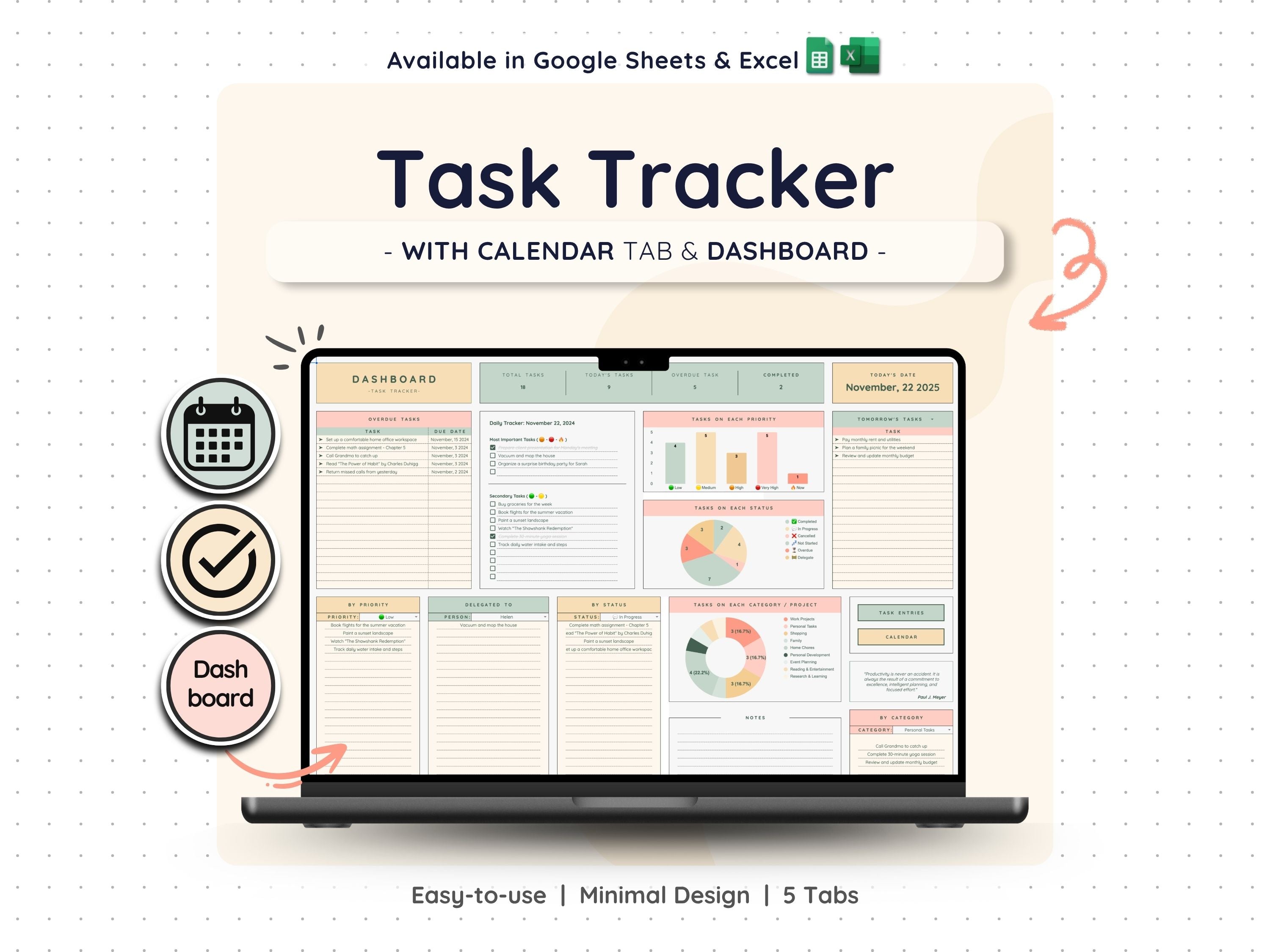 Task Tracker Spreadsheet – To-Do List & Project Planner