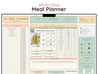 Weekly Meal Planner Spreadsheet – Menu & Grocery List Template