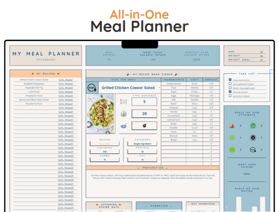 Weekly Meal Planner Spreadsheet – Menu & Grocery List Template