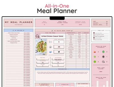 Weekly Meal Planner Spreadsheet – Menu & Grocery List Template