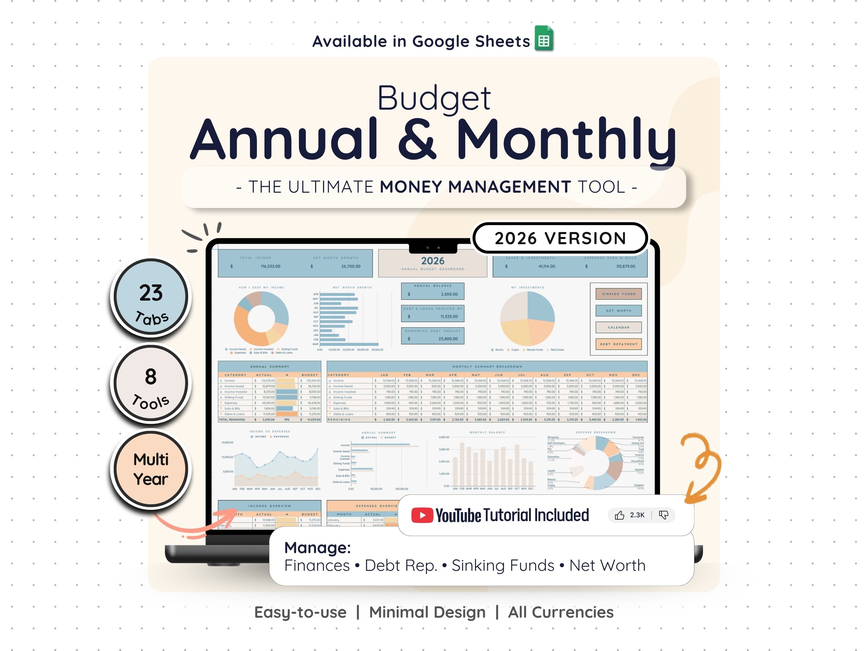 Annual & Monthly Budget Planner – Income & Expense Spreadsheet