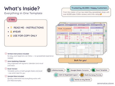 Annual Task Planner Spreadsheet – Yearly Goal & Project Tracker
