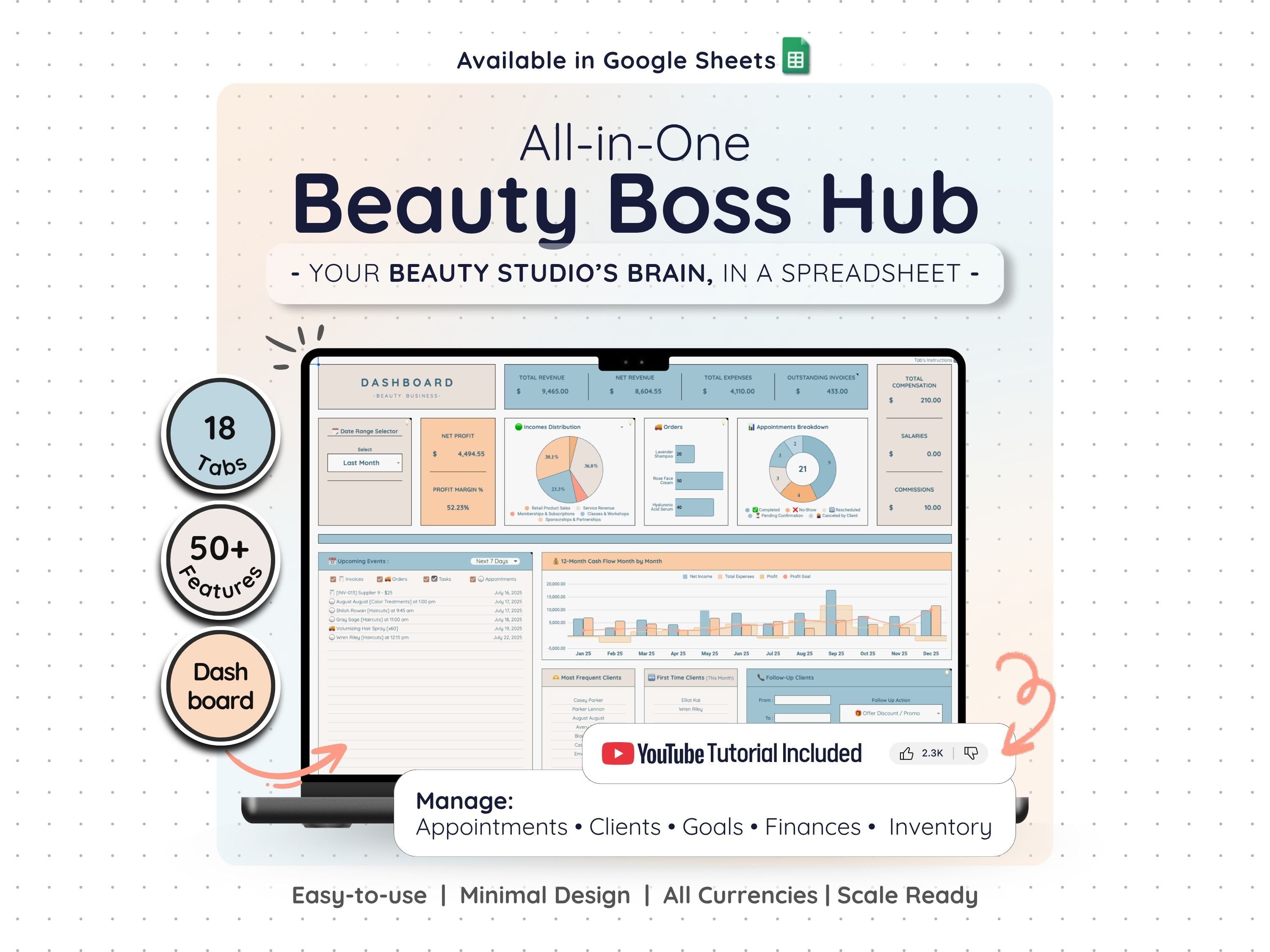Beauty Business Spreadsheet – All-in-One Salon & Booking Planner
