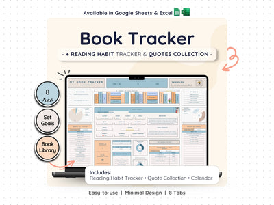 Reading Tracker Spreadsheet – Book Log & Reading Challenge Planner