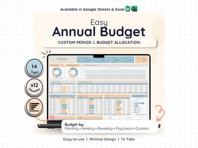 Annual Budget Spreadsheet – Yearly Money & Expense Planner