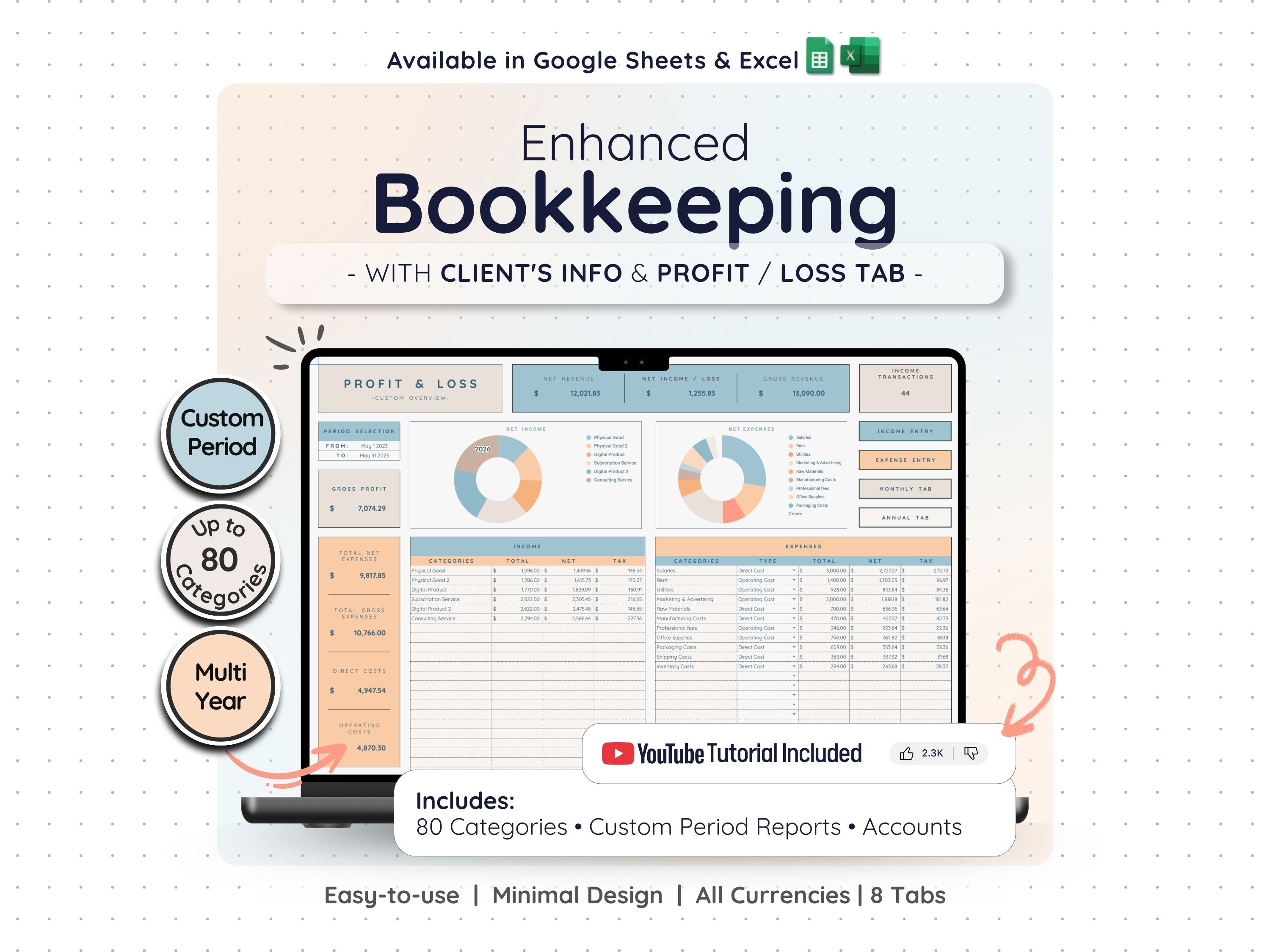 Advanced Bookkeeping Spreadsheet – Business Accounting Template