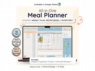 Weekly Meal Planner Spreadsheet – Menu & Grocery List Template