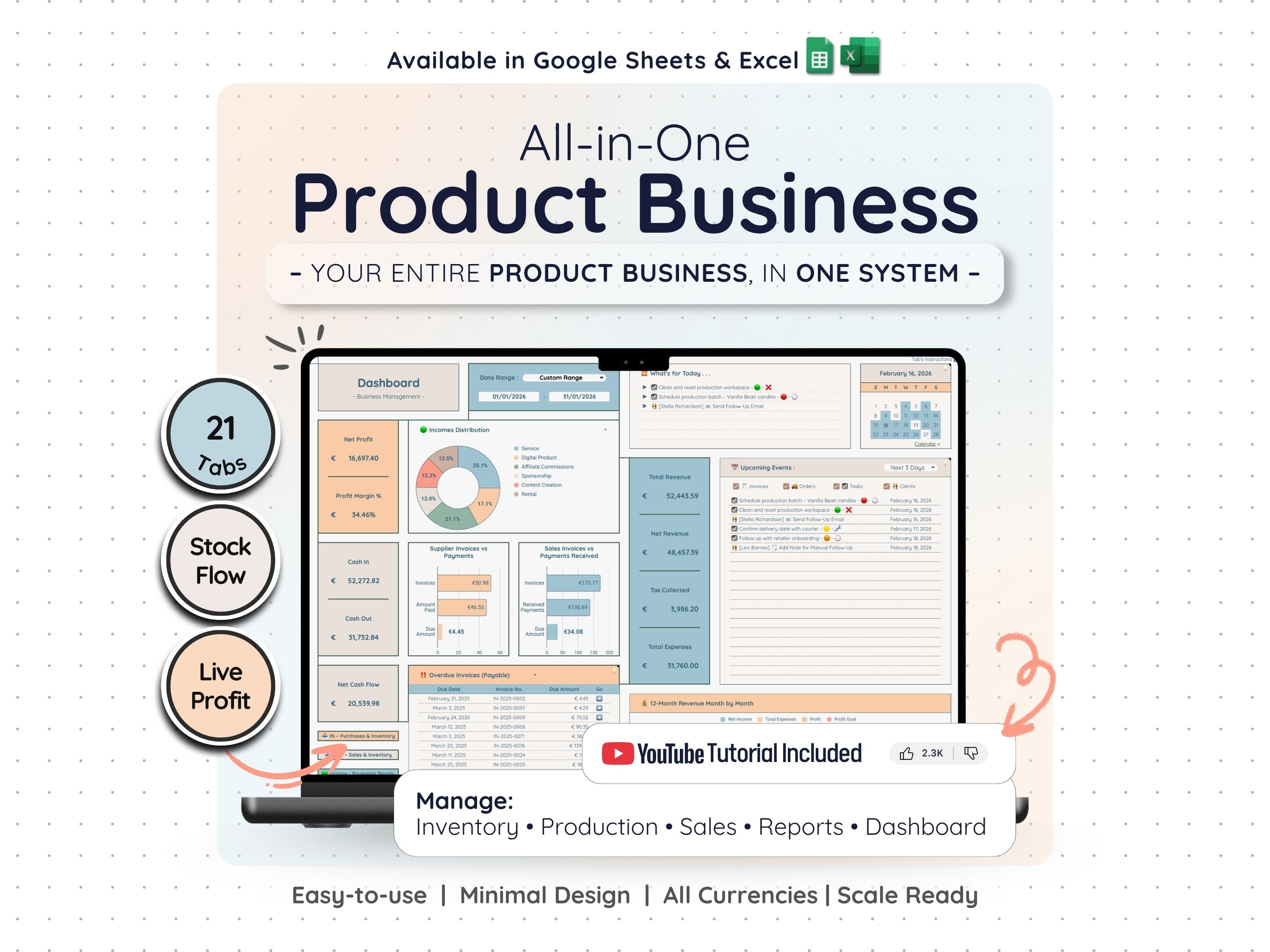 All-in-One Product Business Spreadsheet – Inventory, Sales & Profit