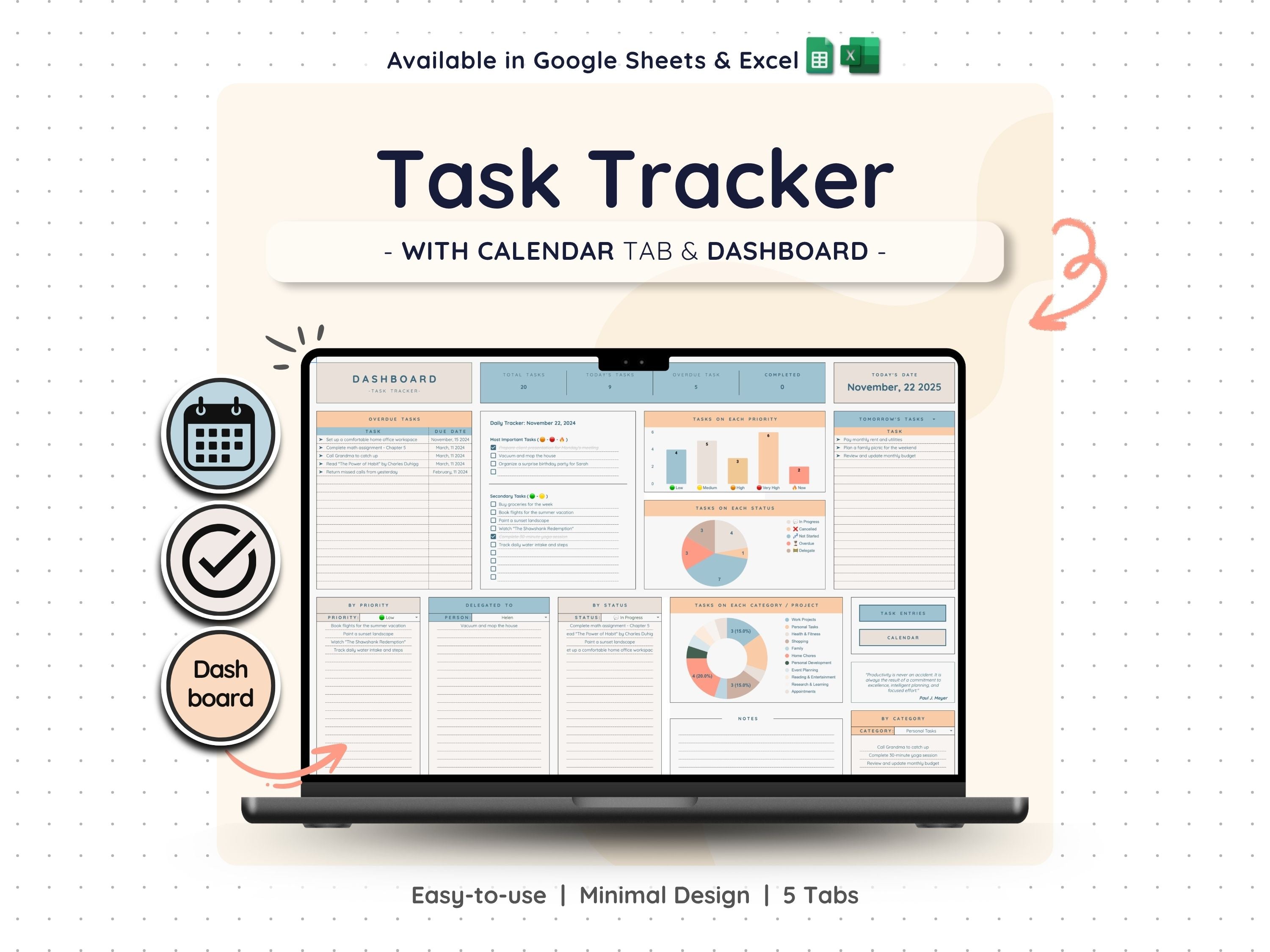 Task Tracker Spreadsheet – To-Do List & Project Planner