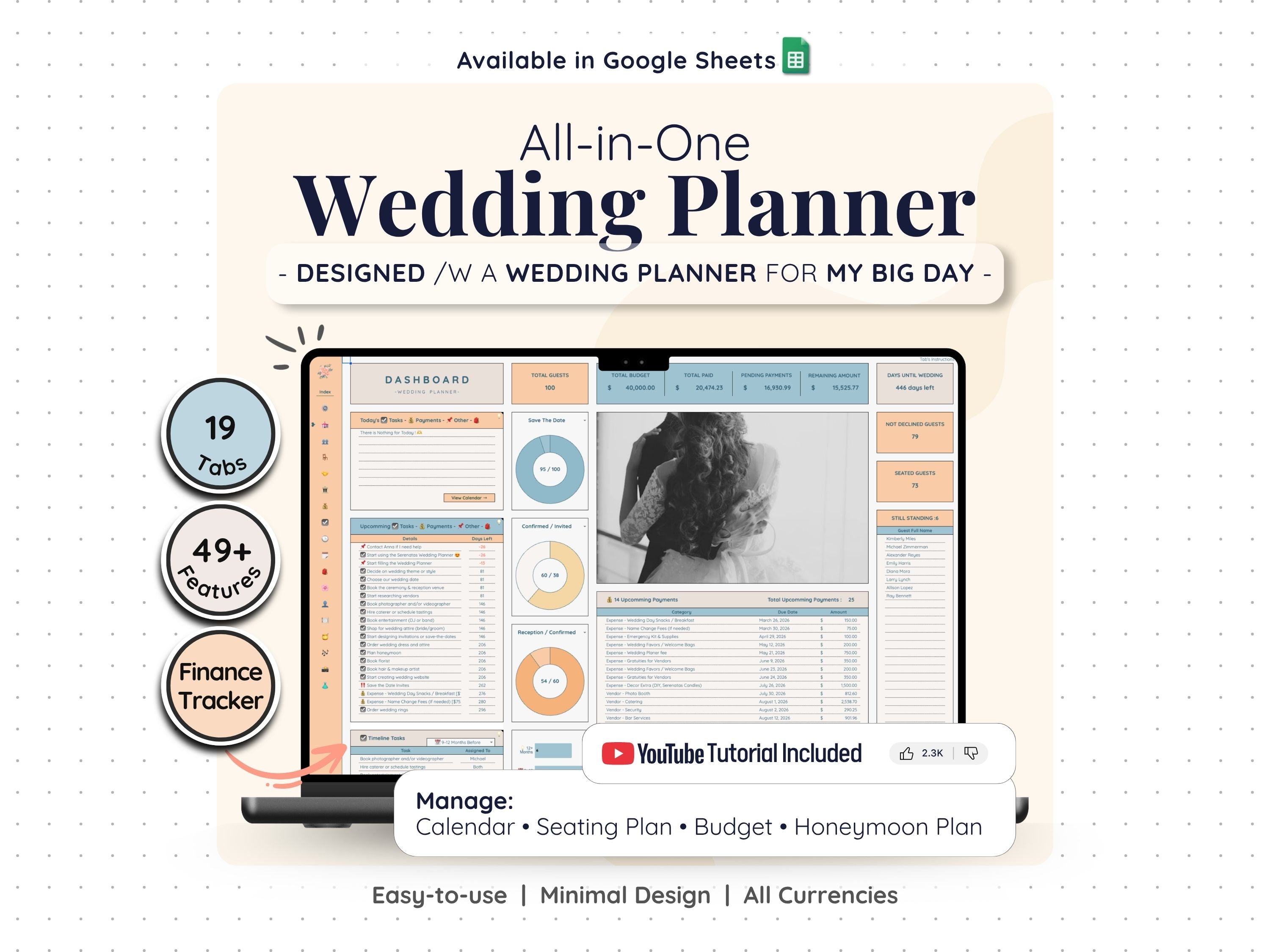 Wedding Planner Spreadsheet – Budget, Guest List & Checklist Template
