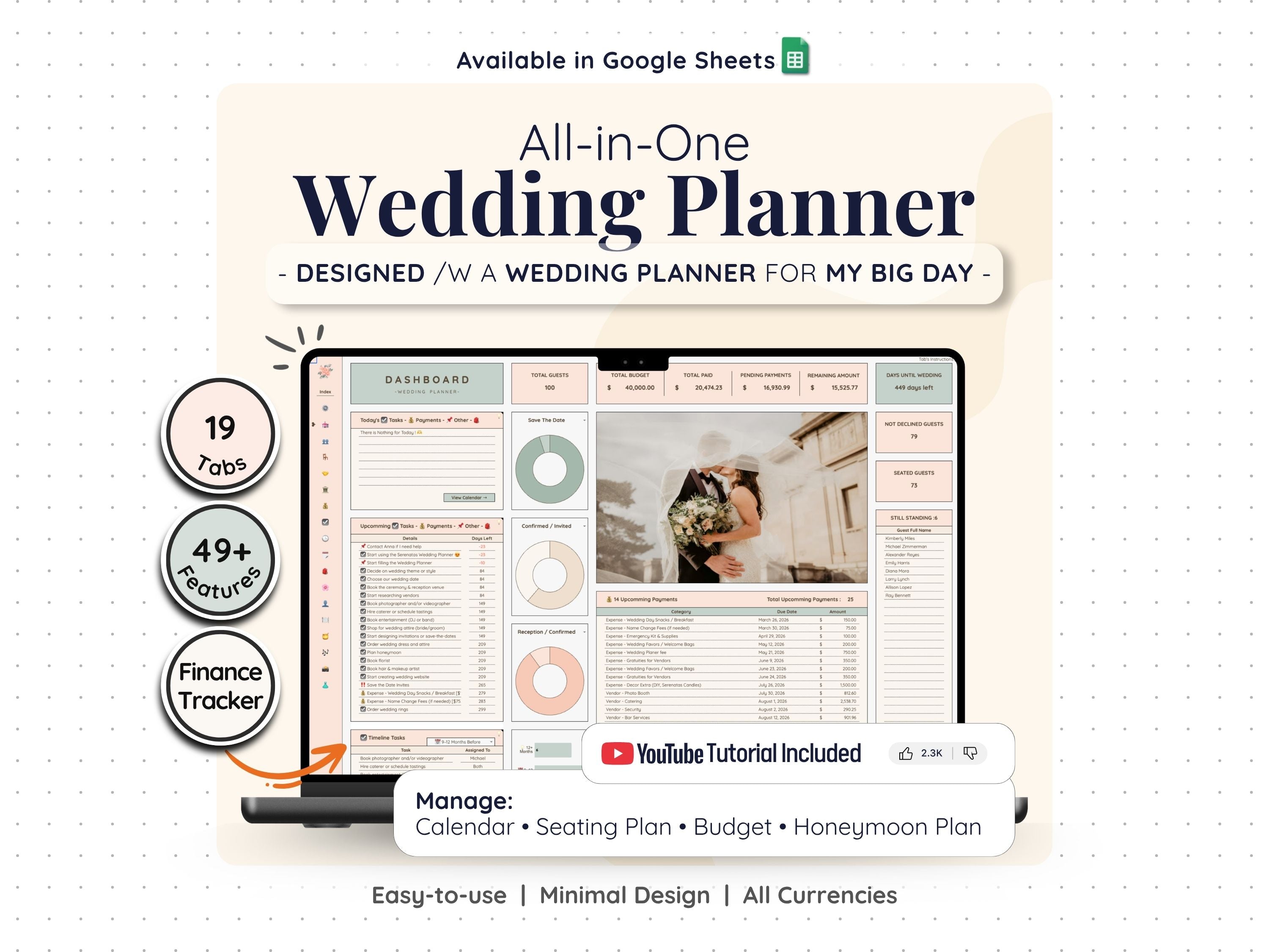 Wedding Planner Spreadsheet – Budget, Guest List & Checklist Template