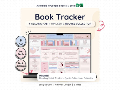 Reading Tracker Spreadsheet – Book Log & Reading Challenge Planner