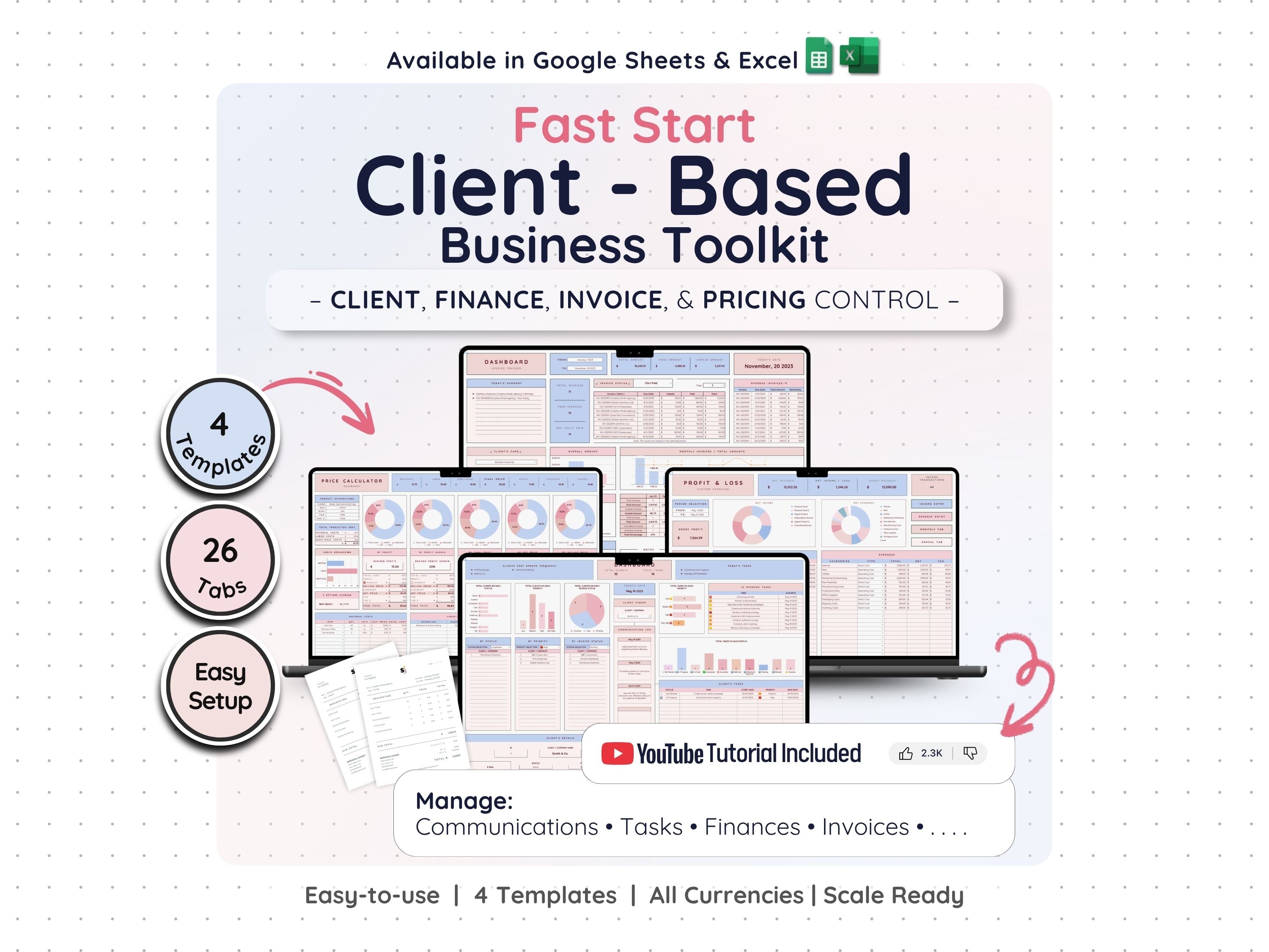 Service Business Starter Bundle – CRM, Invoicing & Bookkeeping Spreadsheets