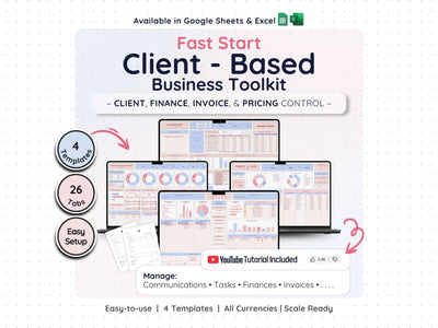Service Business Starter Bundle – CRM, Invoicing & Bookkeeping Spreadsheets