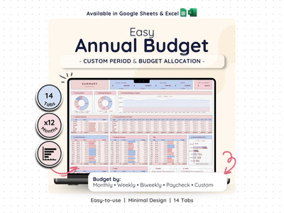 Annual Budget Spreadsheet – Yearly Money & Expense Planner