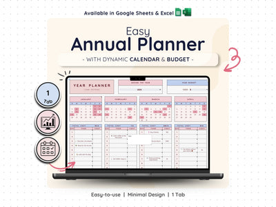 Annual Task Planner Spreadsheet – Yearly Goal & Project Tracker