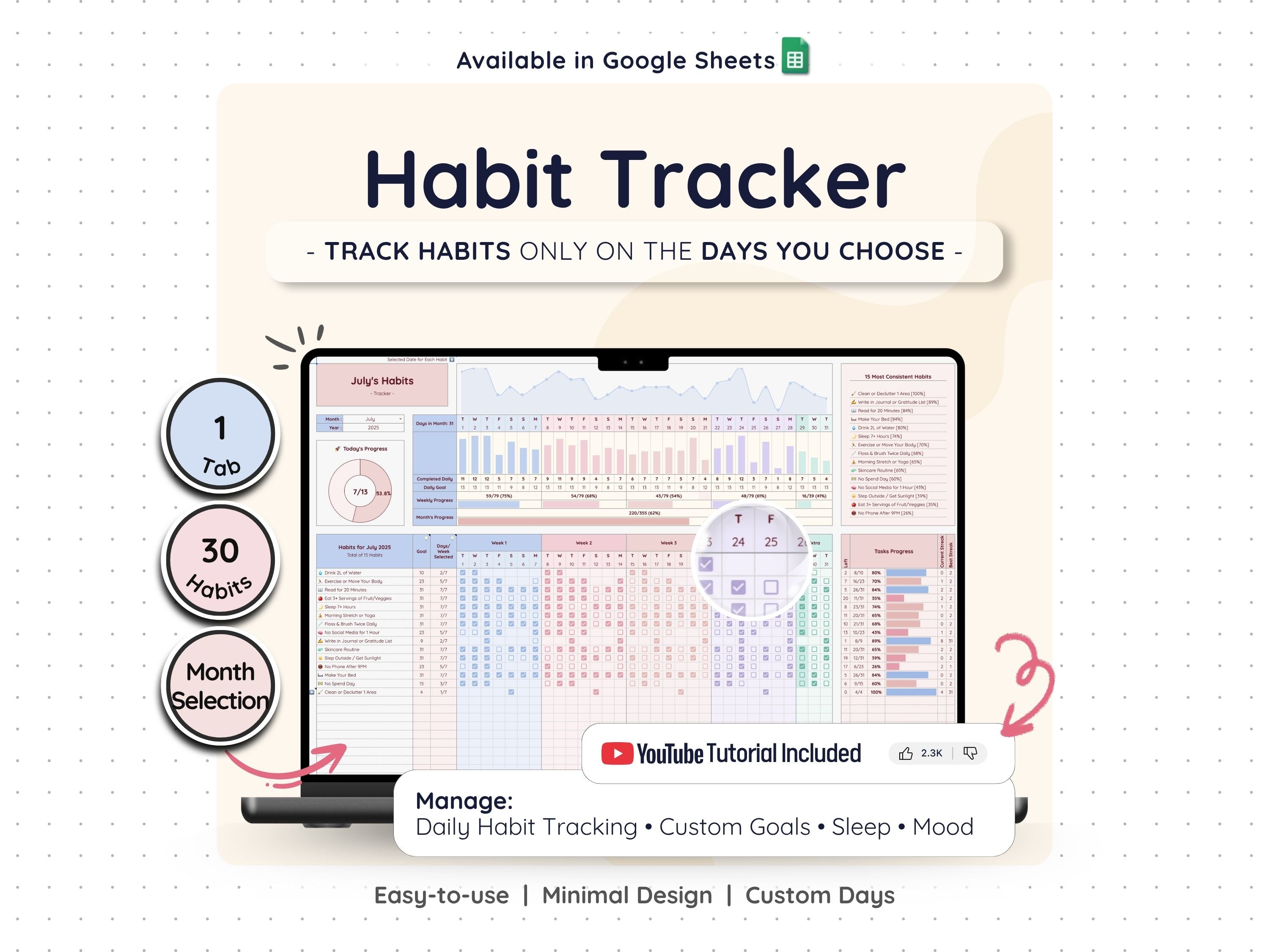 Habit Tracker Spreadsheet – Daily & Monthly Goal Planner