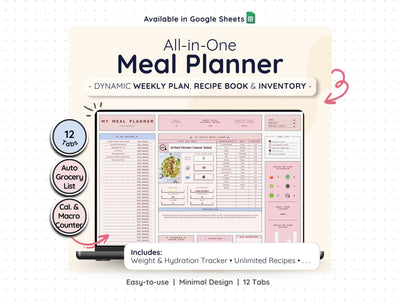 Weekly Meal Planner Spreadsheet – Menu & Grocery List Template