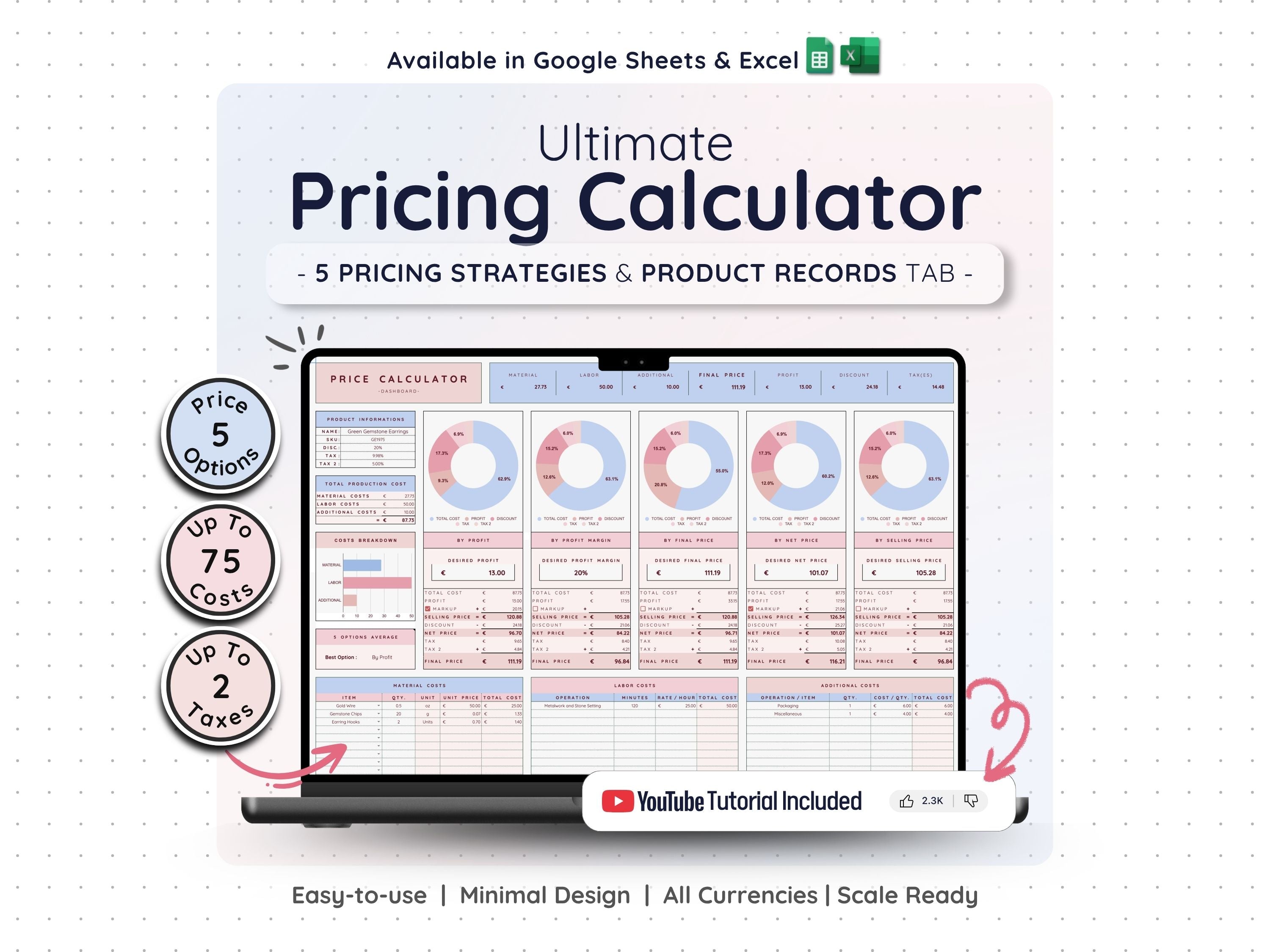 Pricing & Profit Calculator – Product Cost & Margin Spreadsheet