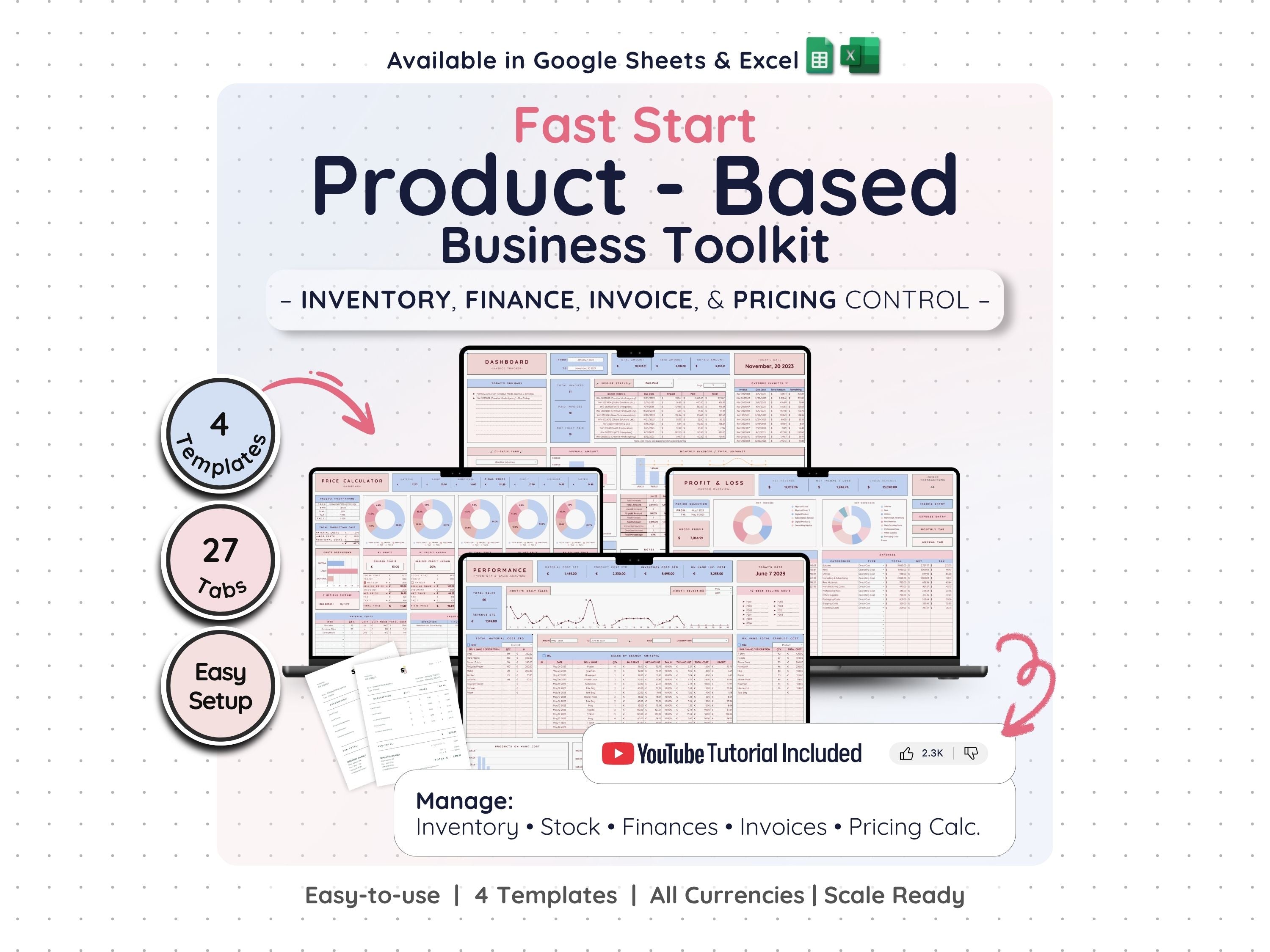 Product Business Starter Bundle – Inventory, Pricing & Bookkeeping Spreadsheets