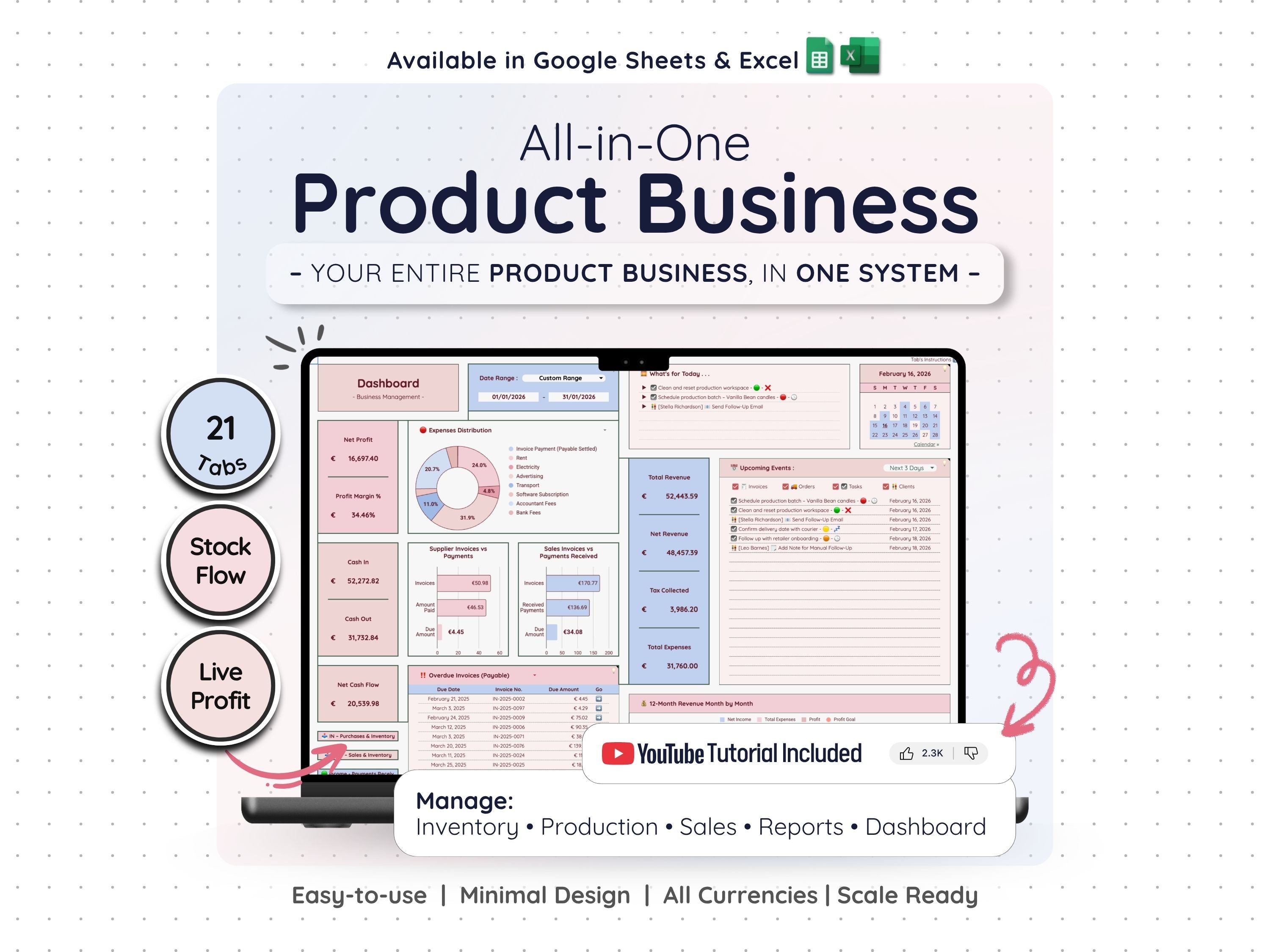 All-in-One Product Business Spreadsheet – Inventory, Sales & Profit