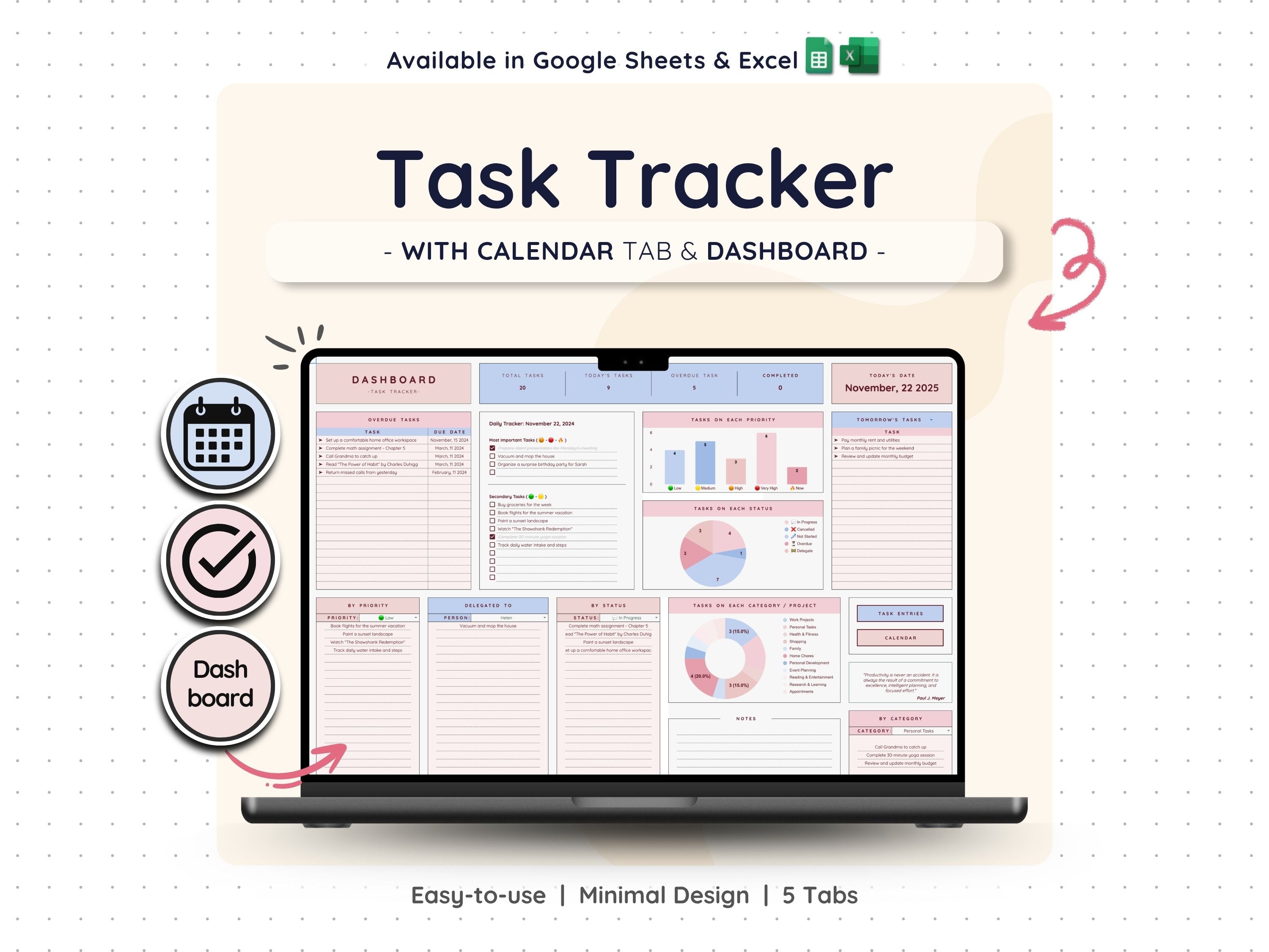 Task Tracker Spreadsheet – To-Do List & Project Planner