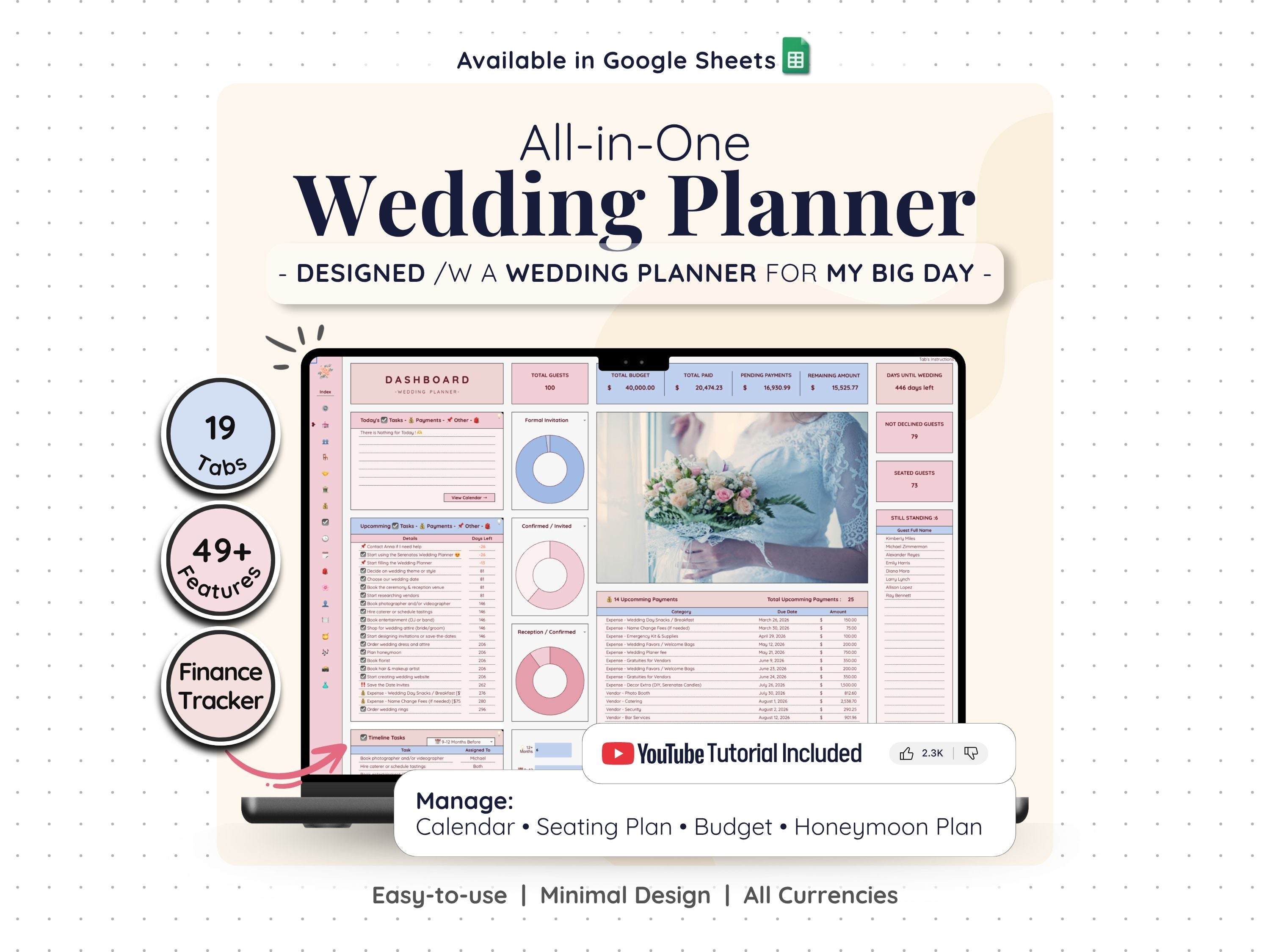 Wedding Planner Spreadsheet – Budget, Guest List & Checklist Template
